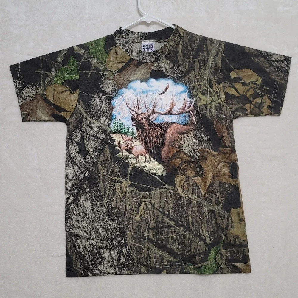 Mossy Oak Kids Camo T Shirt Size XL Short Sleeve Camouflage Casual Elk